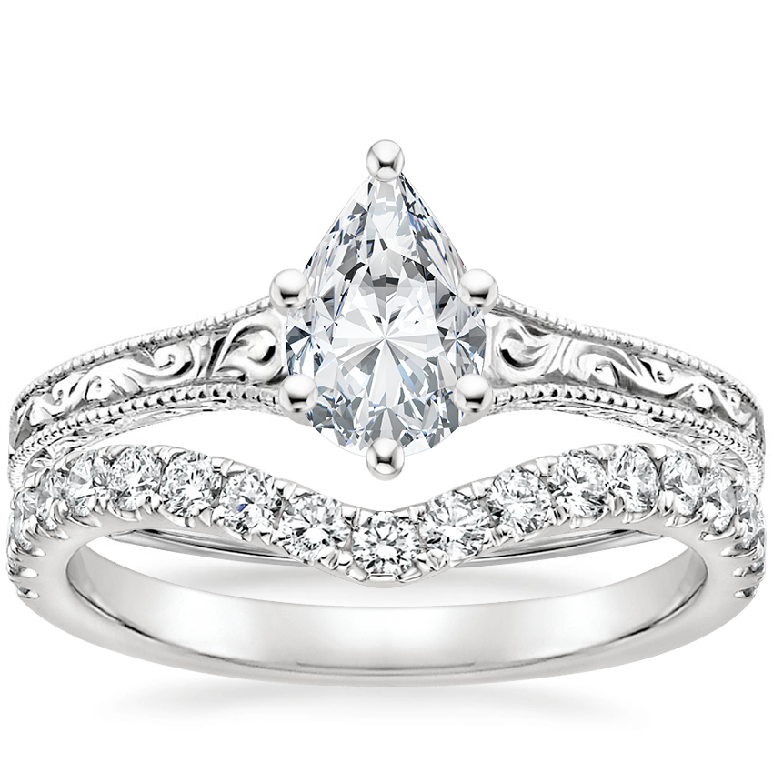 18K White Gold Hudson Ring with Luxe Flair Diamond Ring 1 3 ct